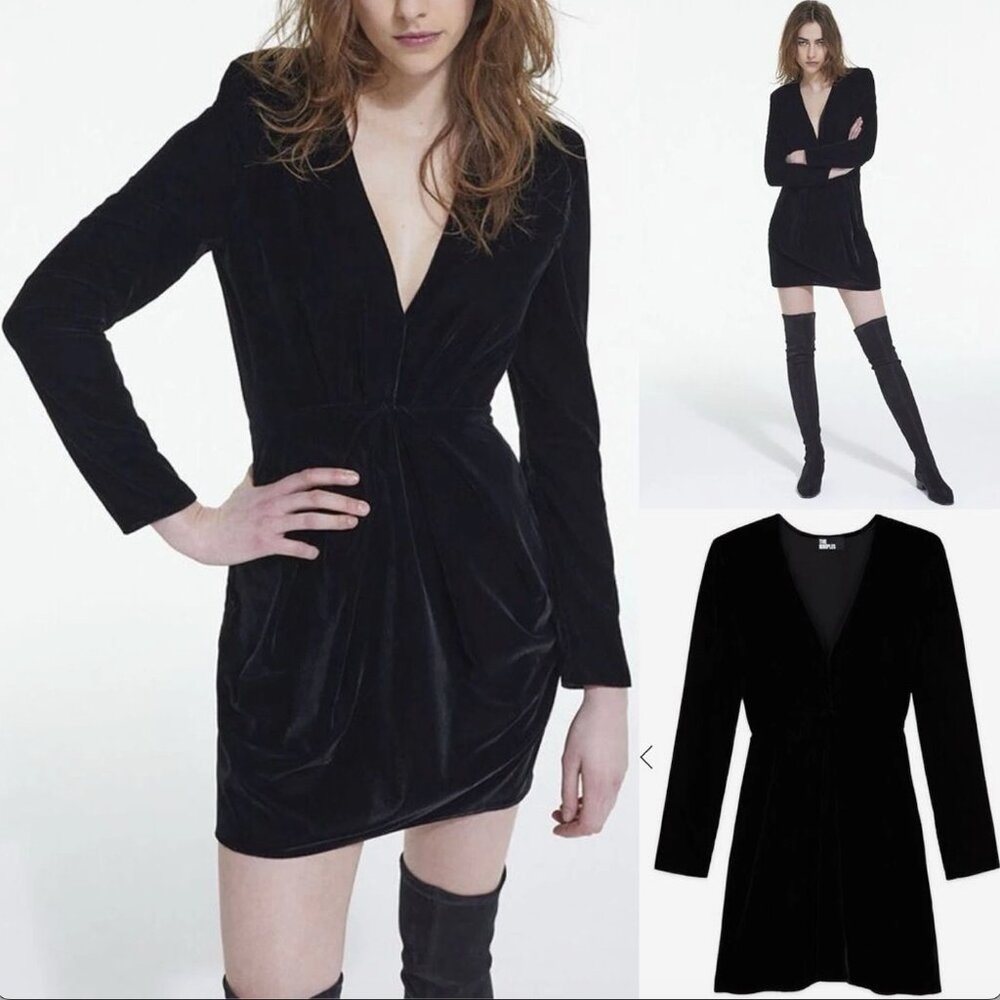 The Kooples Black V-Neck Mini Dress